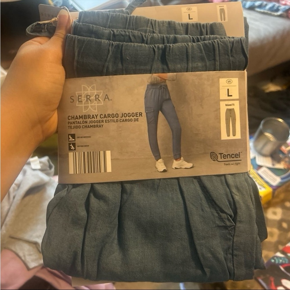 Serra Chambray Cargo Jogger Pants